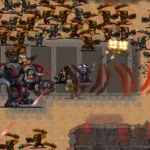Warhammer Survivors, combat contre un boss au milieu de hordes d'ennemis