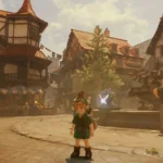 Link enfant en ville dans le remake Zelda Ocarina of Time sur Switch 2