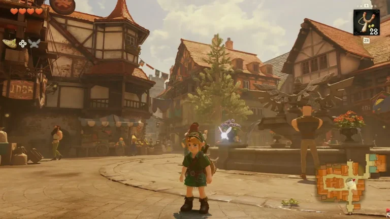 Link enfant en ville dans le remake Zelda Ocarina of Time sur Switch 2